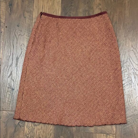 Lord & Taylor Wool Burgundy Herringbone Pencil Skirt - Picture 6 of 8